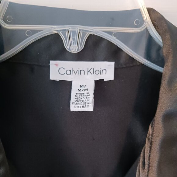 Calvin Klein Women's Button Down Black Blouse Long Sleeves Medium Pockets - Picture 3 of 8